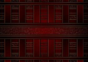 Dark red and golden abstract tech geometric background vector