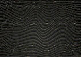 Black refracted waves and golden dots abstract background vector