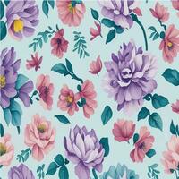 Vector flowers watercolor seamless pattern design for print