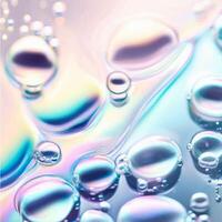 Vector Cosmetic essence, liquid bubble, molecule antioxidant of liquid bubble on water 3d background. photo