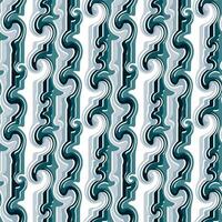 Seamless pattern in retro style. Wavy blue twisted background for fashionable prints in funk style. An unusual psychedelic background on the water with lines from the wave. Sea line, vertical vector