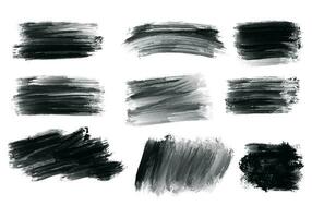 Nine abstract grunge brush stroke set vector