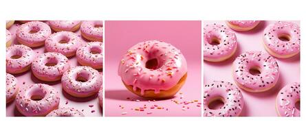 sweet pink donut background photo