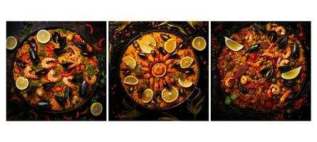 rice paella food texture background photo
