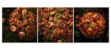 creole jambalaya food texture background photo