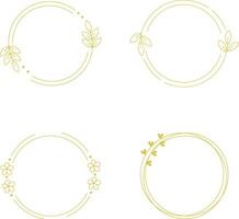 Minimalist Circle Frame Line Art Illustration. Isolated on White Background. Vector Icon Set.