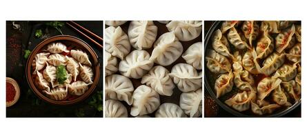 chinese dumpling soup food texture background photo