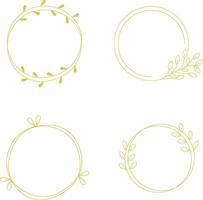 Minimalist Circle Frame Line Art Illustration. Isolated on White Background. Vector Icon Set.