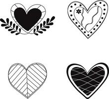 Hand Drawn Cute Doodle Heart. Simple Heart Design. Vector Element Set.