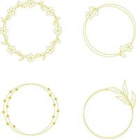 Minimalist Circle Frame Line Art Illustration. Isolated on White Background. Vector Icon Set.