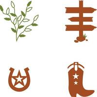 Wild West Icon Set. Simple and Flat Design. Old Art Style. Vector Illustration