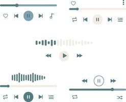 Music Player Overlay Icon Set. Modern Music App Playback. Flat Design. Isolated Vector