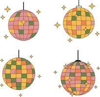 Retro Disco Ball Set. Symbol Design For Party Invitation Template. Vector Illustration