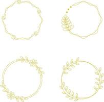 Minimalist Circle Frame Line Art Illustration. Isolated on White Background. Vector Icon Set.