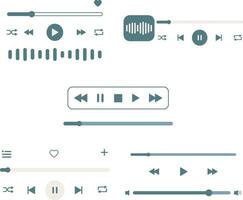 Music Player Overlay Icon Set. Modern Music App Playback. Flat Design. Isolated Vector