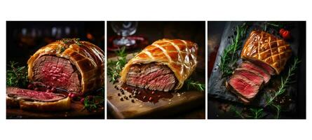 pastry beef wellington food texture background photo