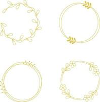 Minimalist Circle Frame Line Art Illustration. Isolated on White Background. Vector Icon Set.