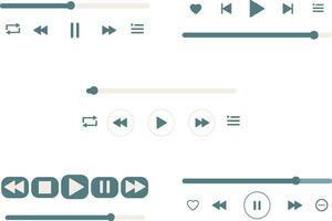 Music Player Overlay Icon Set. Modern Music App Playback. Flat Design. Isolated Vector