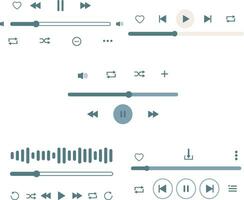 Music Player Overlay Icon Set. Modern Music App Playback. Flat Design. Isolated Vector