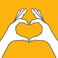 Two hands making heart sign. vector