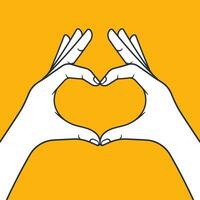 Two hands making heart sign. vector