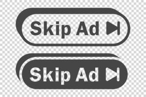 Skip Ad button. Video block icon for advertising. App template for interface. Vector