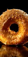 Chocolate dripping donut appetizing mouth watering delicious, AI Generated photo