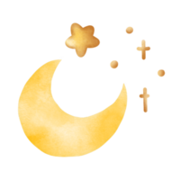 Illustration of Moon and stars at night flat icon. png