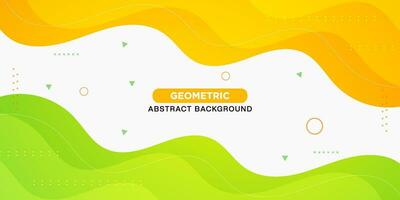 Orange and green geometric business banner design. Creative banner design with wave shapes and lines on bright background for template. Simple horizontal banner. Eps10 vector