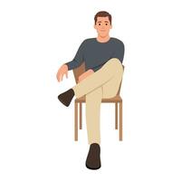 Young man Siting on the chair. vector