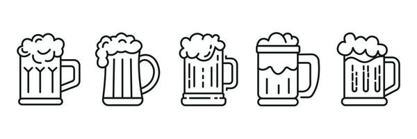 cerveza jarra línea icono colocar, Oktoberfest y alcohol, cerveza vaso icono, alcohol beber. aislado vector ilustración