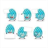 Cyan easter egg cartoon character bring information board vector