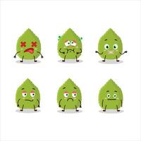 Basil leaves cartoon character with nope expression vector