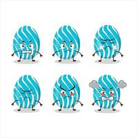 Cyan easter egg cartoon character with various angry expressions vector