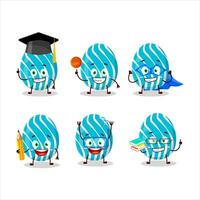 School student of cyan easter egg cartoon character with various expressions vector