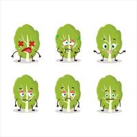 Collard greens cartoon character with nope expression vector
