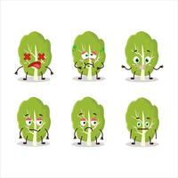 Collard greens cartoon character with nope expression vector