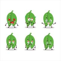 Peas cartoon in character with nope expression vector