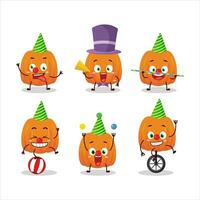 Cartoon character of new pumpkin with various circus shows vector