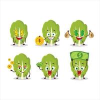 Collard greens cartoon character with cute emoticon bring money vector