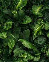 Dense tropical jungle, tile background, AI generated photo