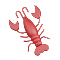 3d rendering lobster isolated useful for food, allergen, allergy, disease and antigen design element png