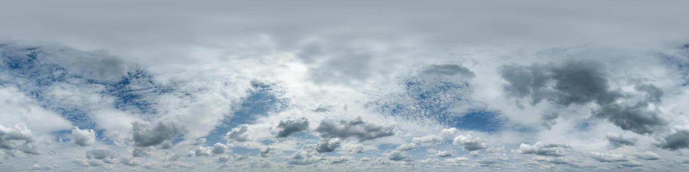 seamless cloudy blue skydome 360 hdri panorama view with awesome clouds with zenith for use in 3d graphics or game as sky dome or edit drone shot photo