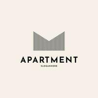Building architecture property line logo design creative idea, letter m mortgage logo design concept vector