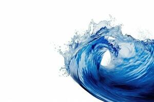 Ai. Blue water wave isolated on white background. Generative AI. photo