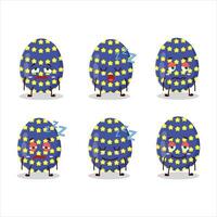 Cartoon character of dark blue easter egg with sleepy expression vector