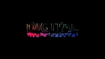 Digital Transformation glühen bunt Neon- Laser- Text Animation video
