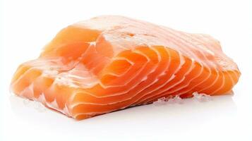 Salmon slice of fresh raw fish isolated on white background. Generative Ai photo