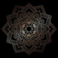 golden decorative mandala design on black background vector