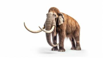 A woolly mammoth, prehistoric mammal isolated with shadow on white background. elephant mammoth. Generative Ai photo